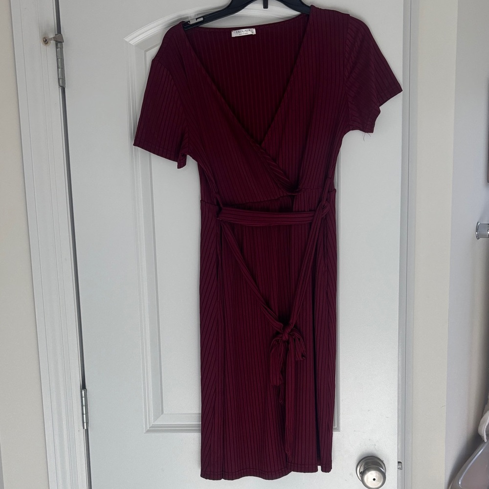 Burgundy Wrap Dress/maternity dress